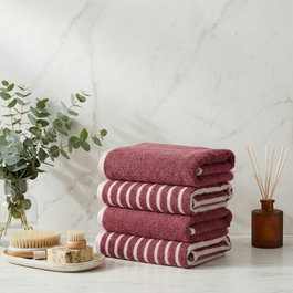 Mijolnir Juego de Toallas de Mano Stripe Melange - Dusty Rose